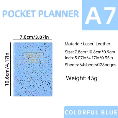 2027 A7 English Planner Notebook with Laser Cover, Mini Daily Planner - 12