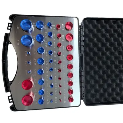 Aluminum Profile Nut and Bolt Thread Gauge Set, Metric and Imperial, 44 Pieces