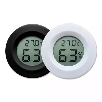 Elektronisches Thermo-Hygrometer, rund, Einbau, mit Sonde, umschaltbar, für Zigarrenschrank, Weinschrank und Terrarien (Reptilien)
