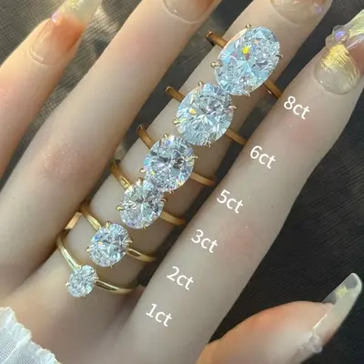 S925 Sterlingsilber Ring mit 2-8 Karat ovalem Moissanit