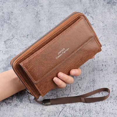 Men's Business Clutch Bag, Zipper Wallet with Multiple Card Slots - 9