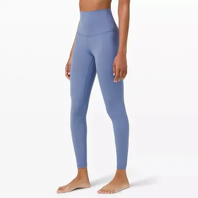 Damen-Yogahose mit hohem Bund, Lycra, gerauter Stoff - 11
