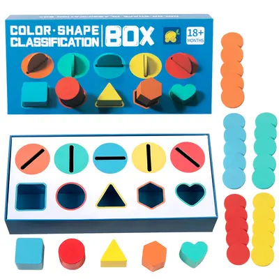 Montessori wooden color sorting box for children