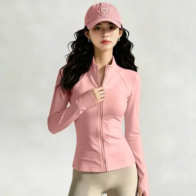 Women's yoga jacket, zip-up, slim fit - 9