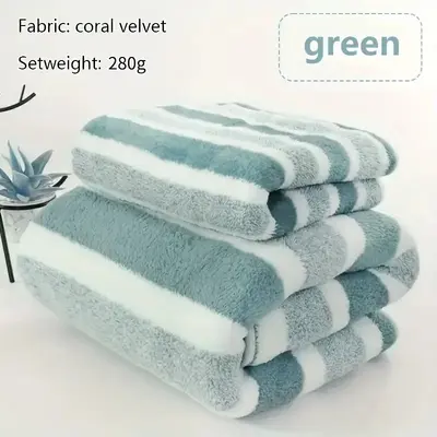 Yüksek yoğunluklu mercan polar geniş şerit banyo havlusu, baskılı emici havlu, kalınlaştırılmış büyük banyo havlusu, ihracat havlusu, Temu. - 8