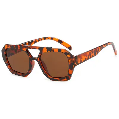 Damen-Sonnenbrille mit doppeltem Steg und unregelmäßiger Form im Ins-Stil - 10