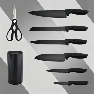 8-piece kitchen knife set, stainless steel with storage block - 7