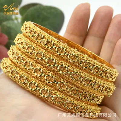 Vergoldetes Armband, Dubai Brautstil, leichter Luxus - 12