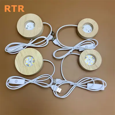 LED Lamba Tabanı DIY Fiş Gece Işığı Kristal Küre Aromaterapi Parfüm Seyyar Satış Işığı Yuvarlak Katı Ahşap Parlayan Taban