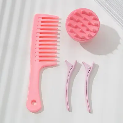 Dolia smooth hair wide-tooth comb brush styling makeup duck clip plus silicone massage shampoo brush three-piece set - 7