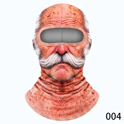 Ski Balaclava, Windproof, Thick Fleece, Funny Old Man Face Print - 11