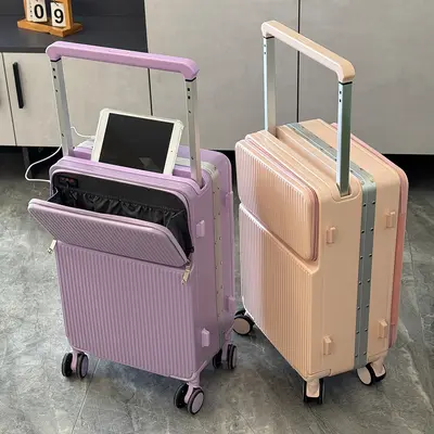 Rechargeable Double-Sided Aluminum Frame Carry-On Suitcase 20 Inch, Silent Wheels - 9
