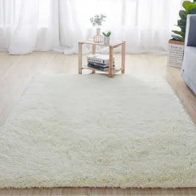 Long-Pile Silk Batik Rug, Stain-Resistant, Easy Care - 7