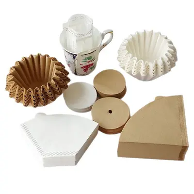 Moka pot ve V60 için filtre kağıdı seti, yuvarlak ve konik, kulak asmalı