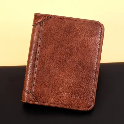 Retro Ultra Slim Men's Tri-Fold Short Wallet with License Slot - 3