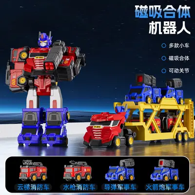 Kinder-Magnet-Transformer-Roboterauto, 3-in-1 Optimus Lernfigur - 8