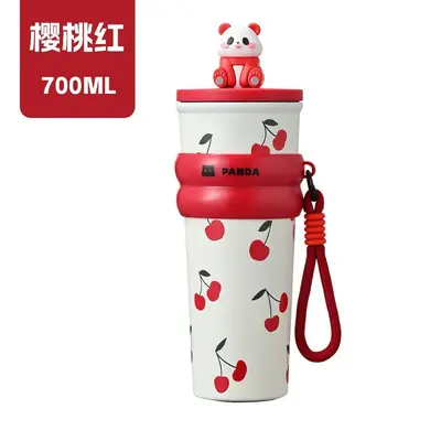 Taşıma Askılı Pipetli Termos Bardak 316 Paslanmaz Çelik Büyük Hacim 500ml - 11