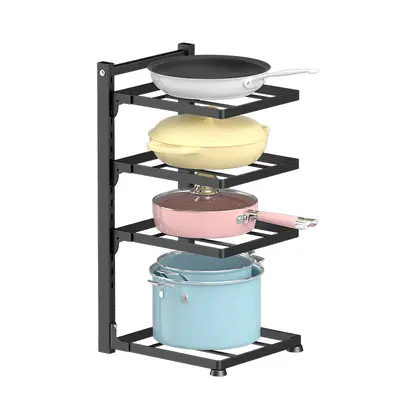 Multi-tier adjustable kitchen cookware rack