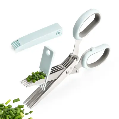 Five-Layer Stainless Steel Green Onion Scissors, Vegetable and Herb Scissors - 9