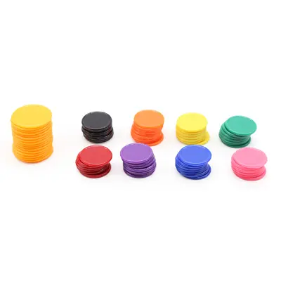 Plastic Chip Coins Without Face Value, Solid Color, Round Mahjong Tiles