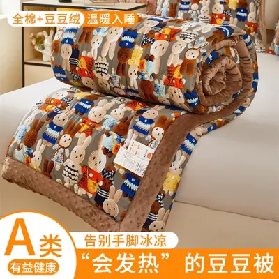 Pure Cotton Bean Velvet Quilt, Spring Autumn Single and Double Bed - 11