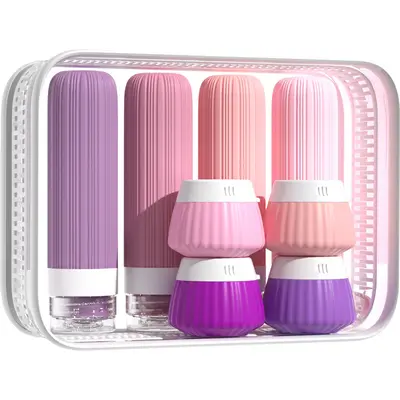 Auslaufsicheres Silikon-Umfüllflaschen-Set, 8-teilig, mehrfarbig
