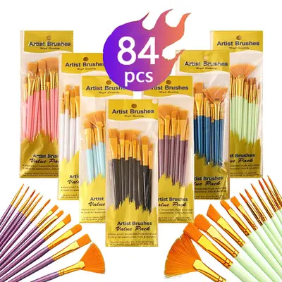 Grenzüberschreitende Amazon Pinselset mit 12/13/15 Stück, Kunststoffschaft, Nylonborsten, Aquarell- und Acrylpinsel, Linierpinsel