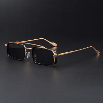 Retro Metal Square Sunglasses, Thick Rim, Unisex - 1