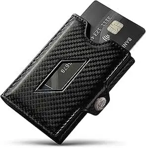 Customizable Carbon Fiber Pattern Tri-Fold Wallet with Coin Pocket and Card Slots - 9