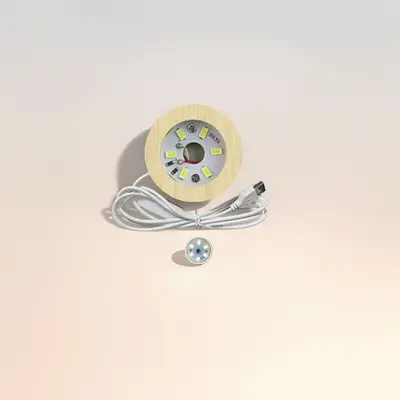 Gerçek Ağaçtan Işılı Tabanı USB Mini Gece Lambası 6cm Kauçuk Ağacı Oval Lamba Tabanı Yedi Renkli Degrade - 12