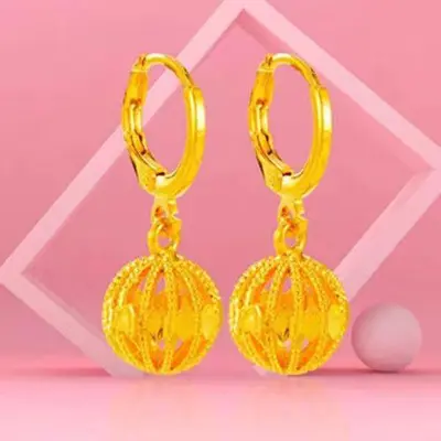 Vietnam sand gold earrings, heart and water drop design - 9