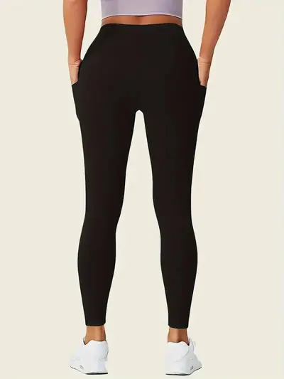 Yüksek Bel Dokuz Cüz Tayt Çift Cep Elastik Spor Yoga Pantolon