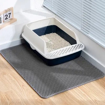 Double-Layer Cat Litter Mat, Anti-Splash, Household, Dirt-Resistant, Easy to Clean, Honeycomb Filter, Washable Litter Catcher, Specially Designed for Litter Boxes