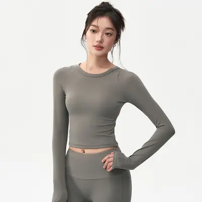 Women's Yoga Set with Bra Pads, Long-Sleeve Top and Pilates Pants - 3