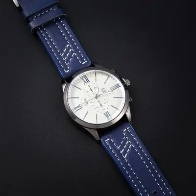 Deri kayışlı erkek kol saati, minimalist tasarım, kuvarz mekanizması - 4