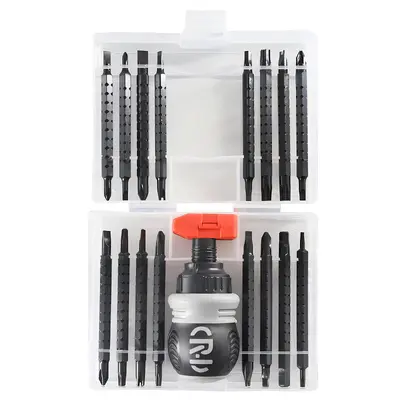 34-piece screwdriver set, storage box, two-way steel bits