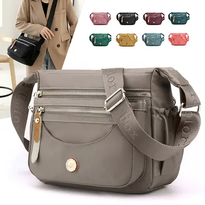 Colorful Fox Women's Shoulder Bag, Multi-Layer, Large Capacity, Waterproof Nylon - 1