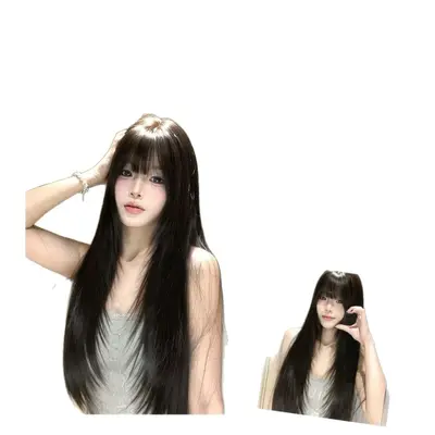 Women's Realistic Crown Topper Hair Piece with Full Bangs - 6