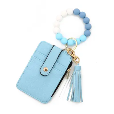 Folded Document and Card Holder Wallet, Solid Color Leather, Silicone Bracelet - 10