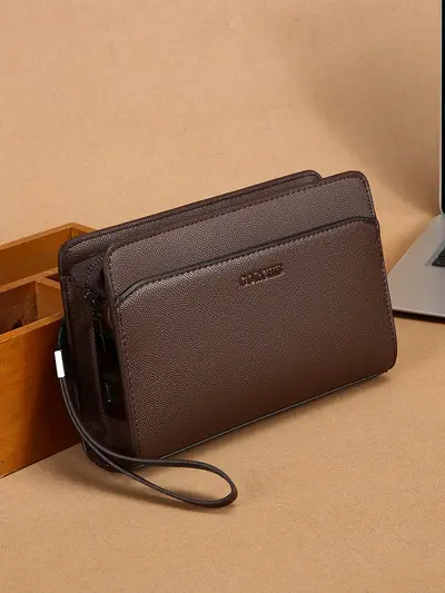 Men's Clutch Bag with Fingerprint Lock, Large Capacity - 4