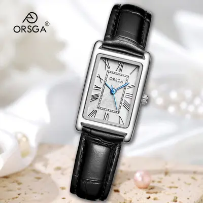 ORSGA Modische Damenuhr, quadratisches Design, Quarz, koreanischer Stil