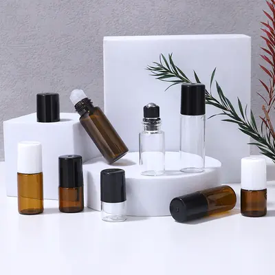 Parfüm Roll-On Mini Şişe 1ml 2ml Şeffaf Uçucu Yağ Şişesi 3ml 5ml Kahverengi Esans Dağıtım Şişesi Taşınabilir Paket
