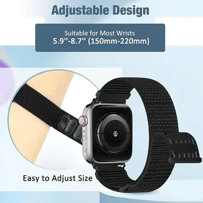 Nylon Loop Sport Watch Band with Hook-and-Loop for Apple Watch