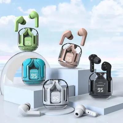 Dış ticaret air31 şeffaf yüksek kaliteli kulak içi spor dijital ekranlı kablosuz Bluetooth kulaklık kaynak fabrikası - 2