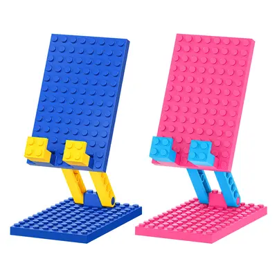 Mobile Phone Stand Desktop Foldable Lazy Phone Holder Original Cartoon Building Block Creative Design In Stock Minimum Order 20 Units