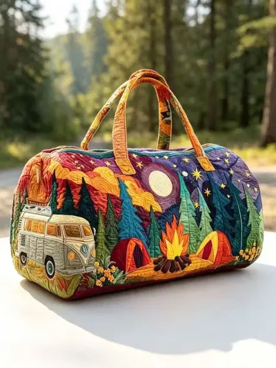 Gesteppte Reisetasche mit 3D-Druck