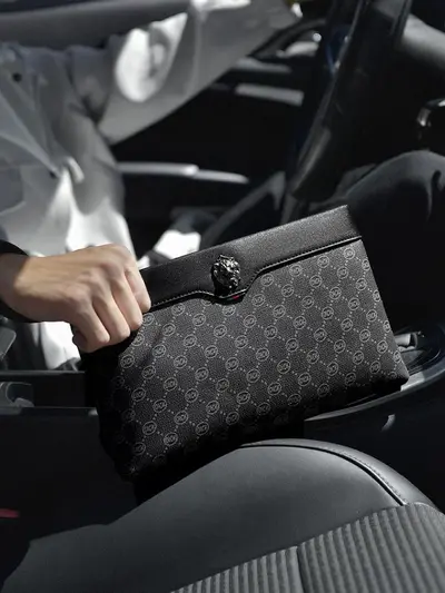 ChuongKaiye Men's Genuine Leather Handbag, Business Casual Clutch Bag