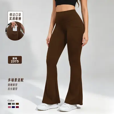 Damen-Yoga-Schlaghose, hoher Bund, bauchformend, elastische Fitnesshose