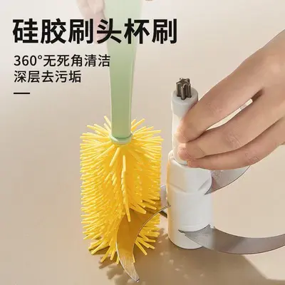 Cup Brush Water Bottle Cleaning Long Handle Multifunctional 5-in-1 Thermos Lid Brush Baby Bottle Cleaning Sponge Brush