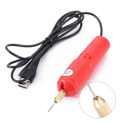 USB electric mini drill set, red